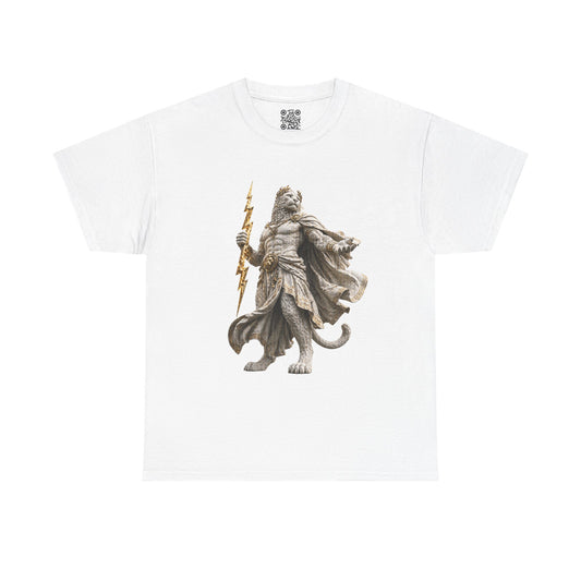 El Tigre Imperium Thunderlord T-Shirt — Marble Zeus Cat with Lightning Graphic | 456 Headcrack