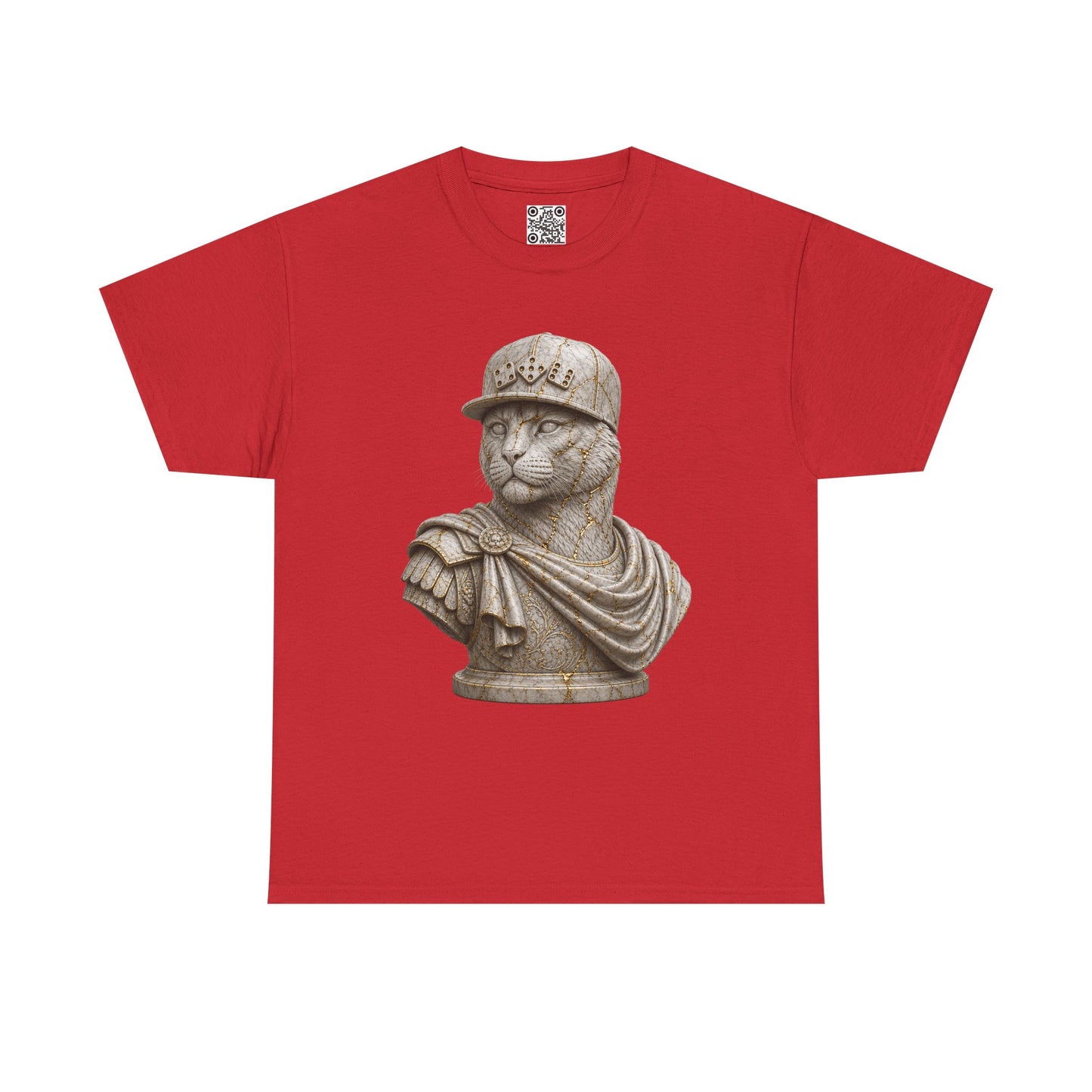 El Tigre Imperium Marble Bust — Ascension (Gold Vein) T-Shirt — Roman Statue Cat Graphic Tee | 456 Headcrack