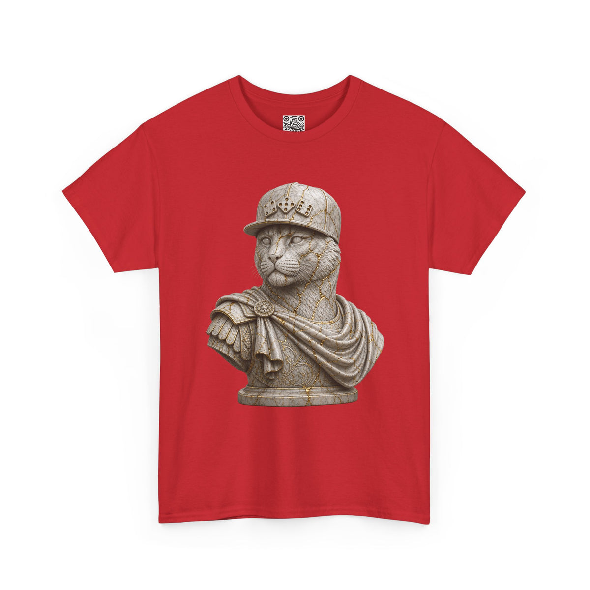 El Tigre Imperium Marble Bust — Ascension (Gold Vein) T-Shirt — Roman Statue Cat Graphic Tee | 456 Headcrack