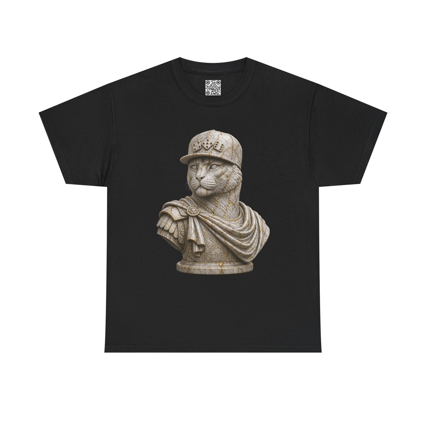 El Tigre Imperium Marble Bust — Ascension (Gold Vein) T-Shirt — Roman Statue Cat Graphic Tee | 456 Headcrack