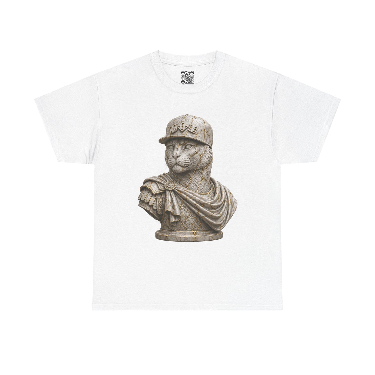 El Tigre Imperium Marble Bust — Ascension (Gold Vein) T-Shirt — Roman Statue Cat Graphic Tee | 456 Headcrack