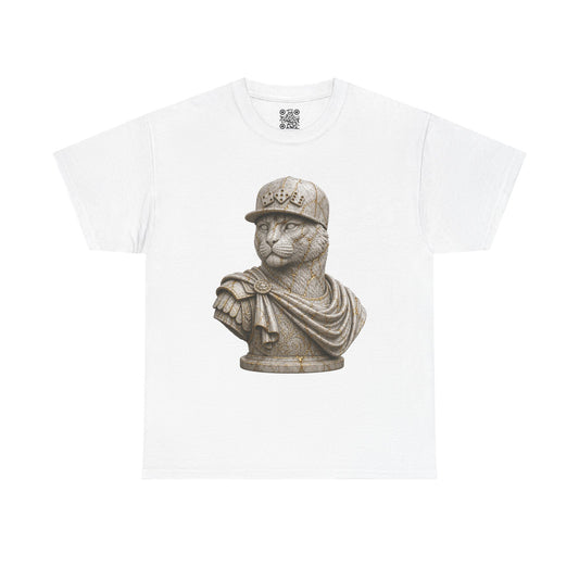 El Tigre Imperium Marble Bust — Ascension (Gold Vein) T-Shirt — Roman Statue Cat Graphic Tee | 456 Headcrack