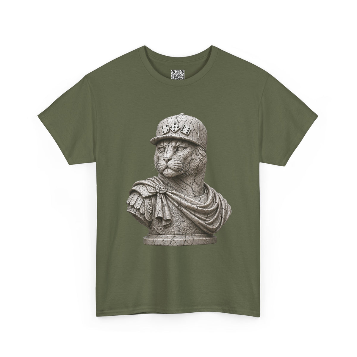 El Tigre Imperium Marble Bust — Fracture T-Shirt — Roman Statue Cat Graphic Tee | 456 Headcrack