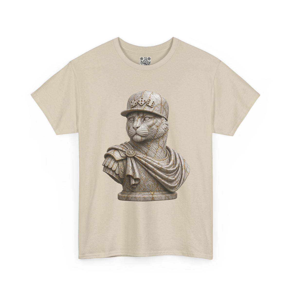 El Tigre Imperium Marble Bust — Ascension (Gold Vein) T-Shirt — Roman Statue Cat Graphic Tee | 456 Headcrack