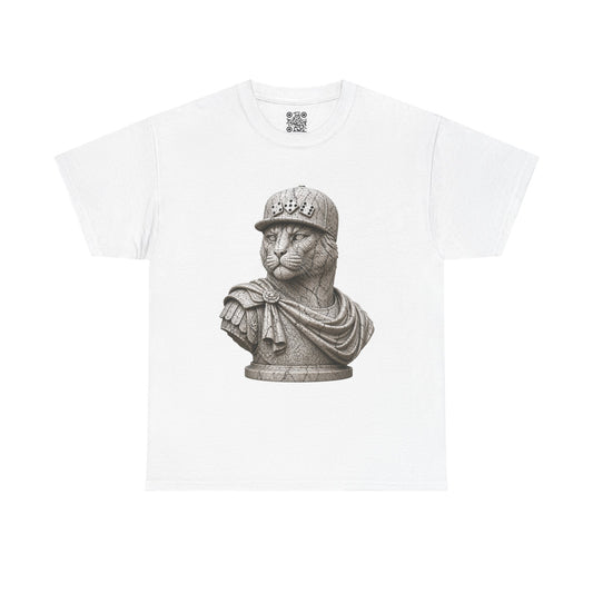 El Tigre Imperium Marble Bust — Fracture T-Shirt — Roman Statue Cat Graphic Tee | 456 Headcrack