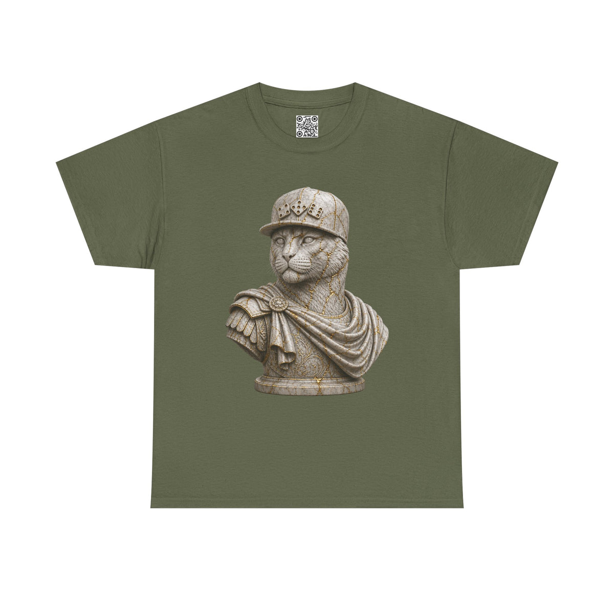 El Tigre Imperium Marble Bust — Ascension (Gold Vein) T-Shirt — Roman Statue Cat Graphic Tee | 456 Headcrack