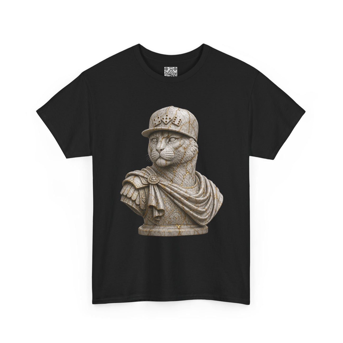 El Tigre Imperium Marble Bust — Ascension (Gold Vein) T-Shirt — Roman Statue Cat Graphic Tee | 456 Headcrack