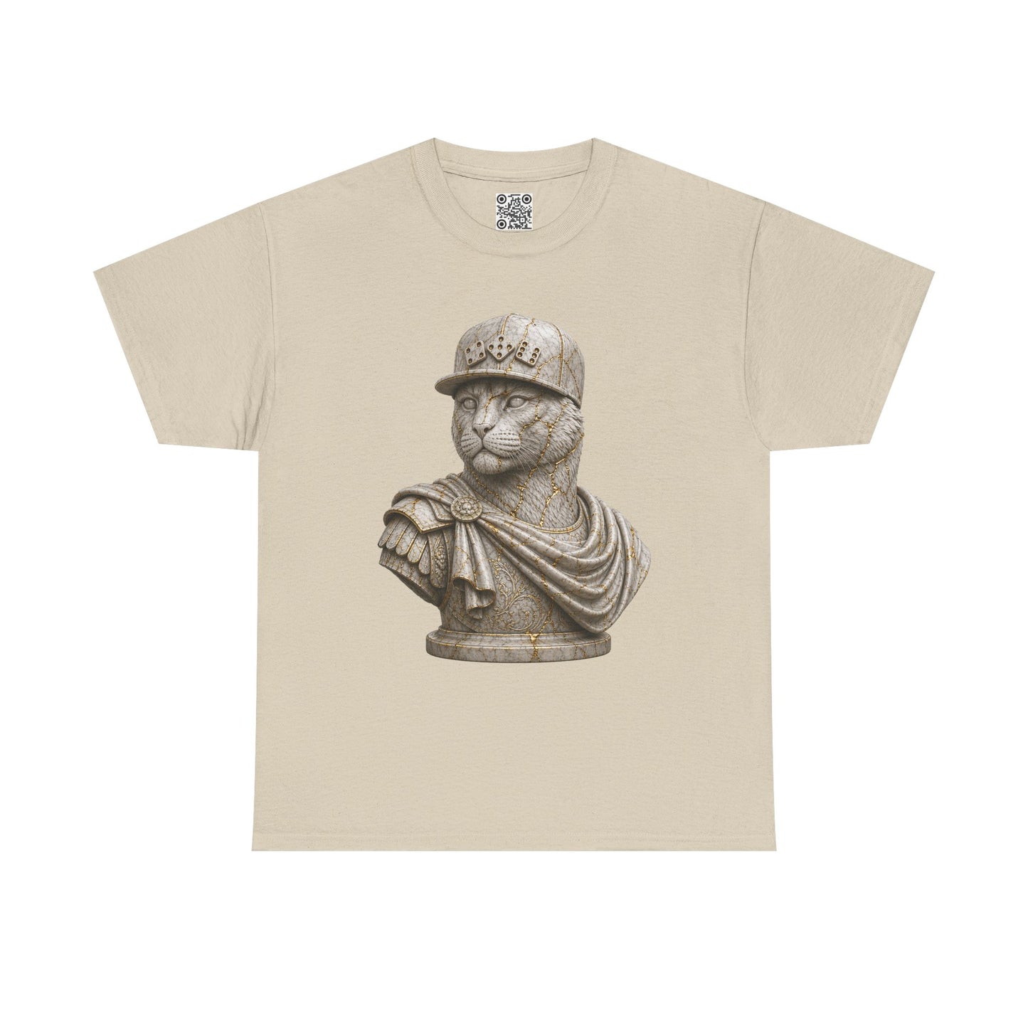 El Tigre Imperium Marble Bust — Ascension (Gold Vein) T-Shirt — Roman Statue Cat Graphic Tee | 456 Headcrack