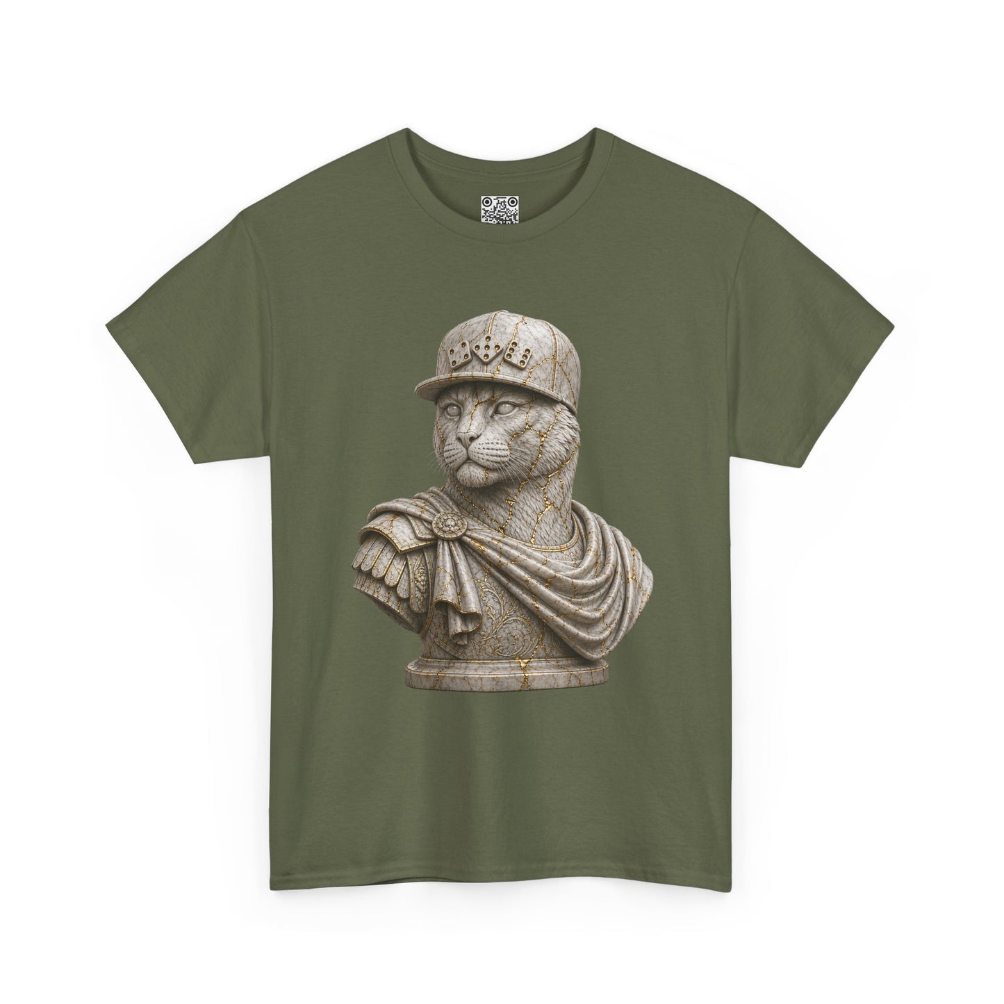 El Tigre Imperium Marble Bust — Ascension (Gold Vein) T-Shirt — Roman Statue Cat Graphic Tee | 456 Headcrack