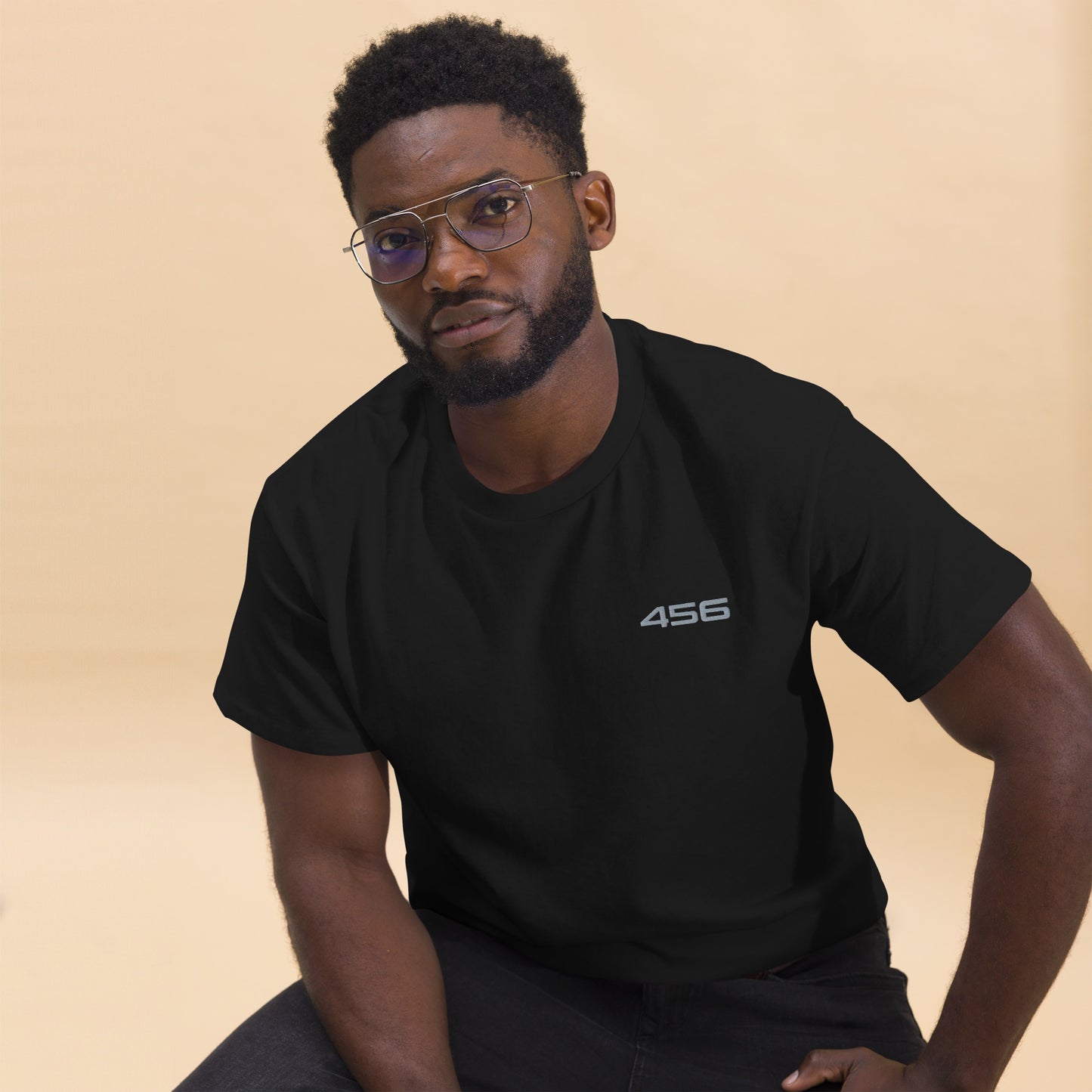 456 DRIP - MARK T-SHIRT BLACK EMB GREY