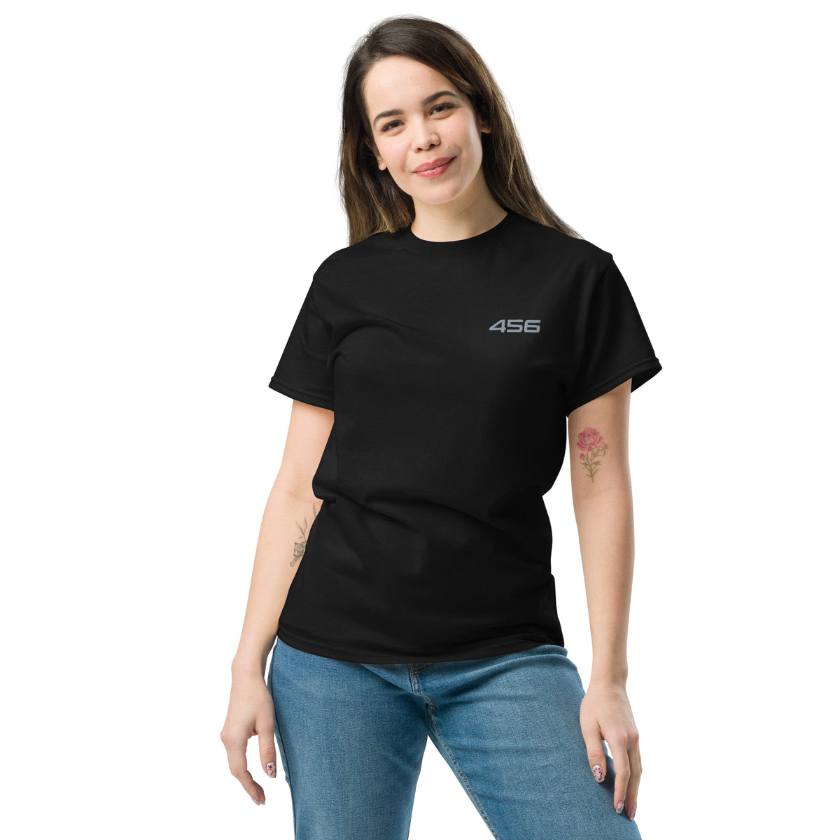 456 DRIP - MARK T-SHIRT BLACK EMB GREY