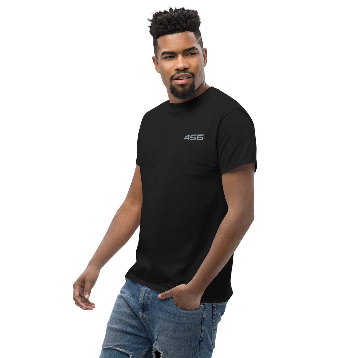 456 DRIP - MARK T-SHIRT BLACK EMB GREY